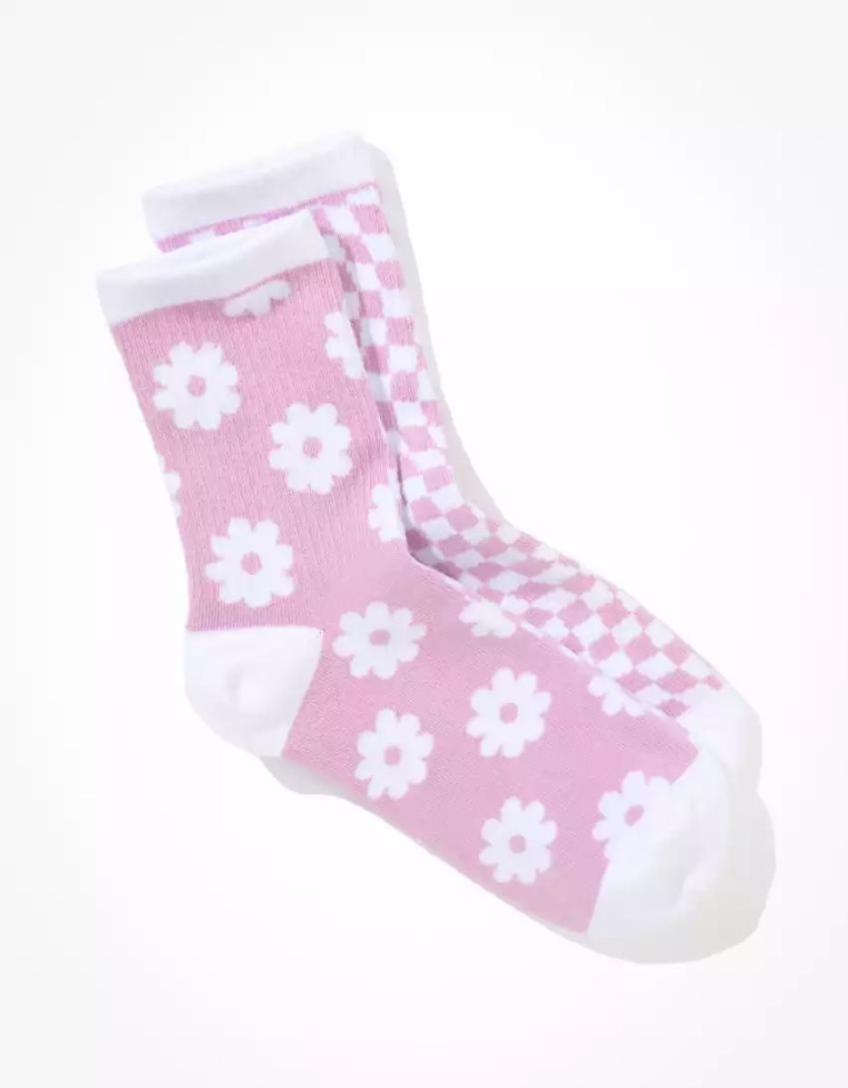 Chaussettes American Eagle AE Daisy Checkerboard '90s Crew Sock Multicolore Femme | FVG-11109845